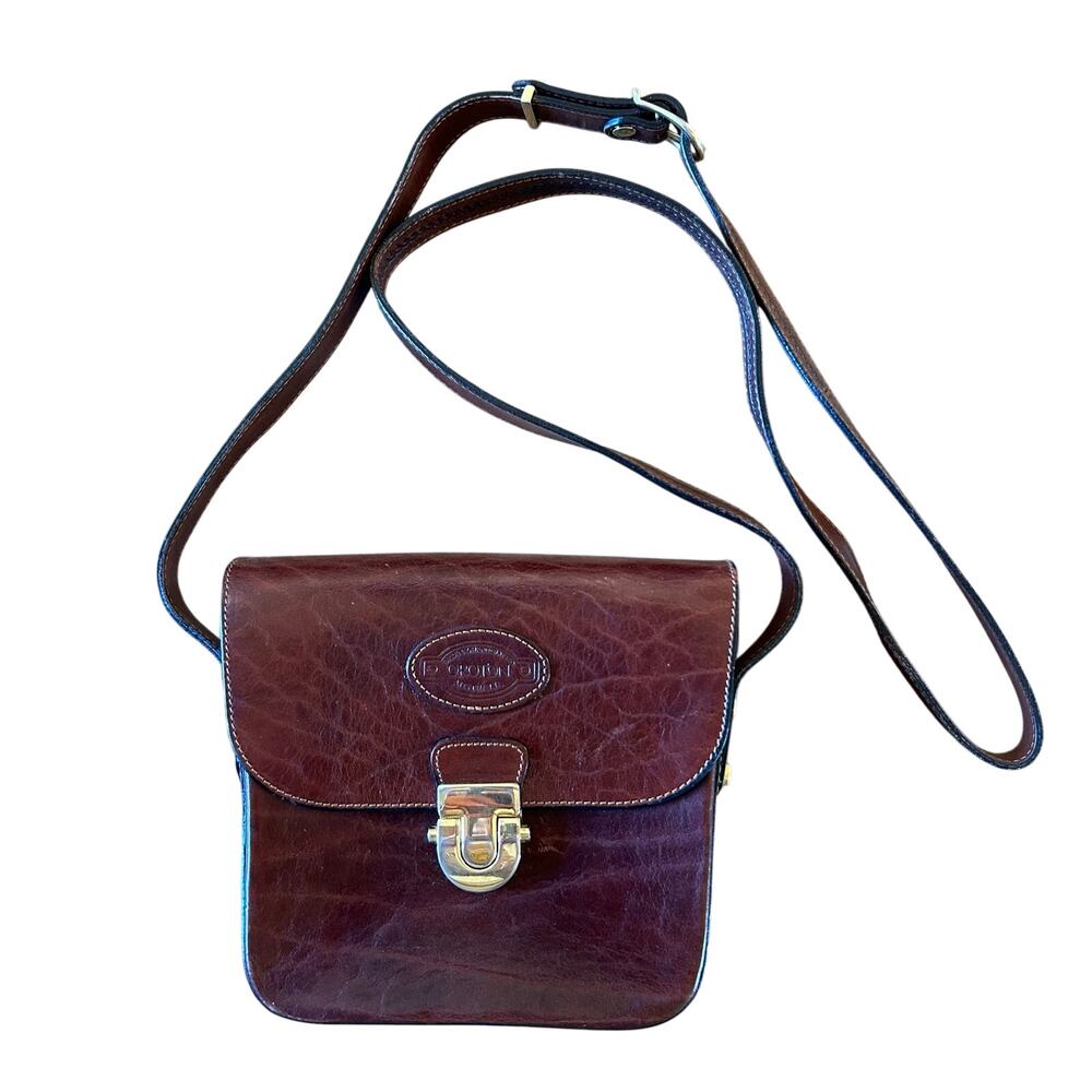 Oroton Handcrafted Brown Genuine Cowhide Leather Crossbody Bag Purse Australia